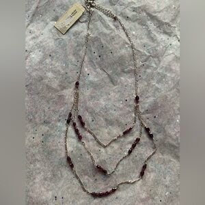 Sterling Silver and Garnet Triple Strand Necklace